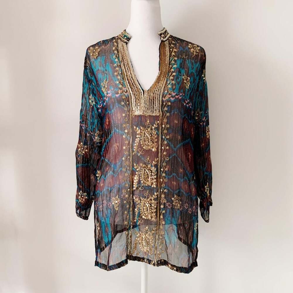 Y2K Z.B.D Design Silk Tunic